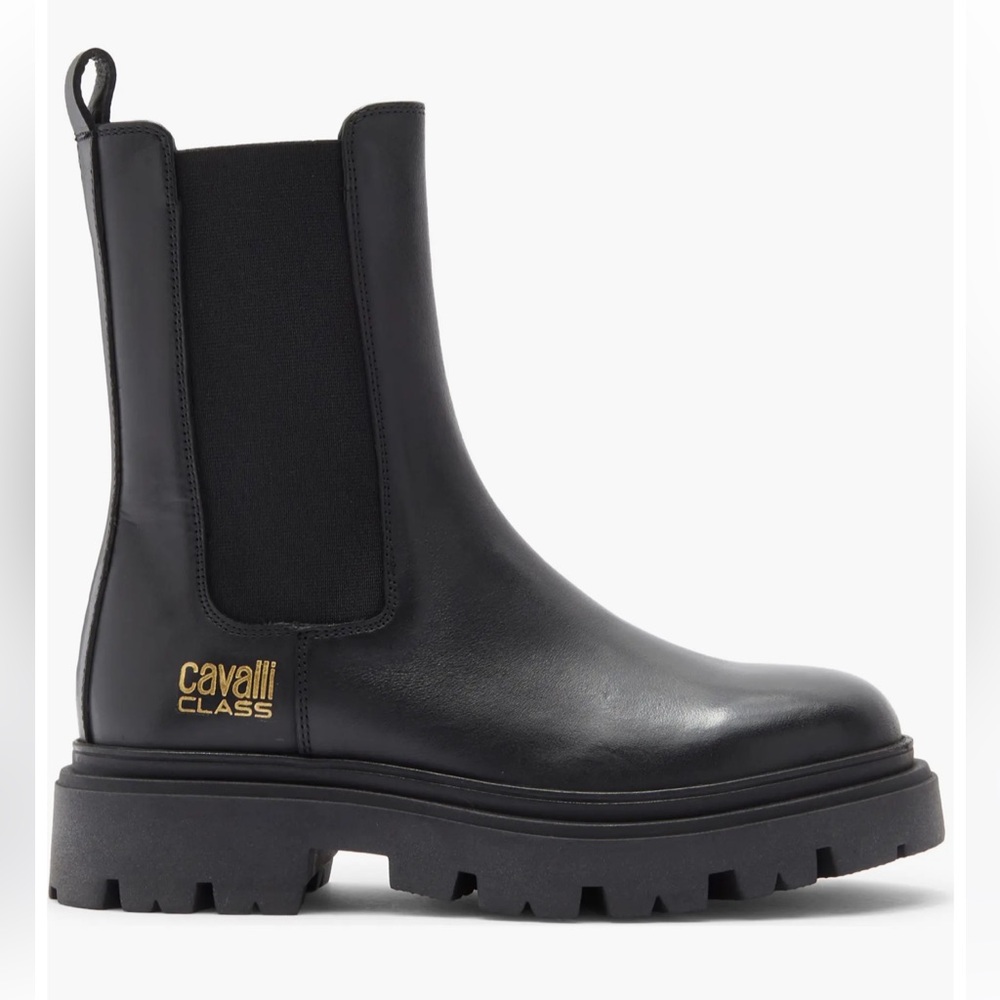 Roberto Cavalli Black Lug Platform Chelsea Boot women size 39 US 9 NEW
$570